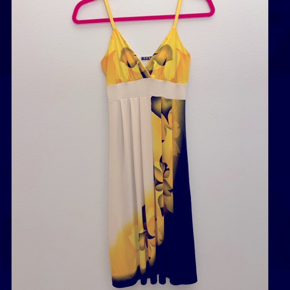 Yellow Floral Print Dress